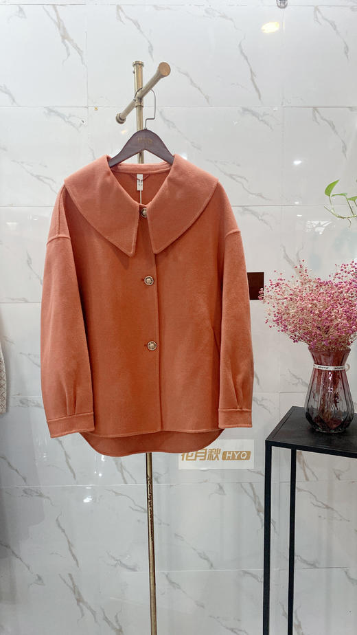 D6094      法式气质减龄百搭短款娃娃领双面羊绒大衣外套 商品图1