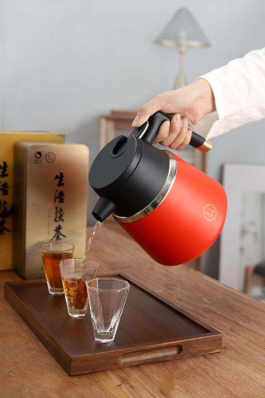金花姑姑定制 红色保温泡茶壶 1.3L 商品图1
