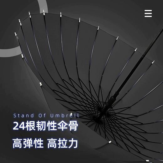 新款直杆皮柄雨伞 纤维骨架抗风暴雨伞 加大不湿身 送背带式伞套 商品图1