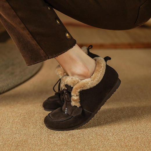 舒适百搭，防滑软到爆全羊羔毛勃肯雪地鞋PS2126 商品图2