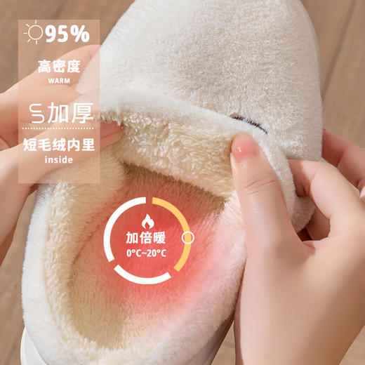 「六色可选！温馨设计」冬季新款棉拖鞋家居男女室内加厚保暖棉鞋纯色卡通刺绣耐磨防滑月子鞋 商品图3