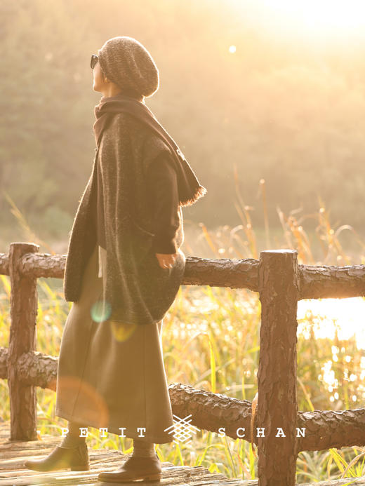 PETIT SCHAN小闪 CLO#370 Mung Bean Boiled Milk 绿豆煮奶 新疆长绒棉松紧腰刺绣加绒长半裙 商品图6