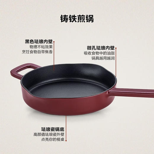 【家居】菲仕乐（Fissler）Moments食光系列26厘米铸铁煎锅-勃艮第红 商品图2