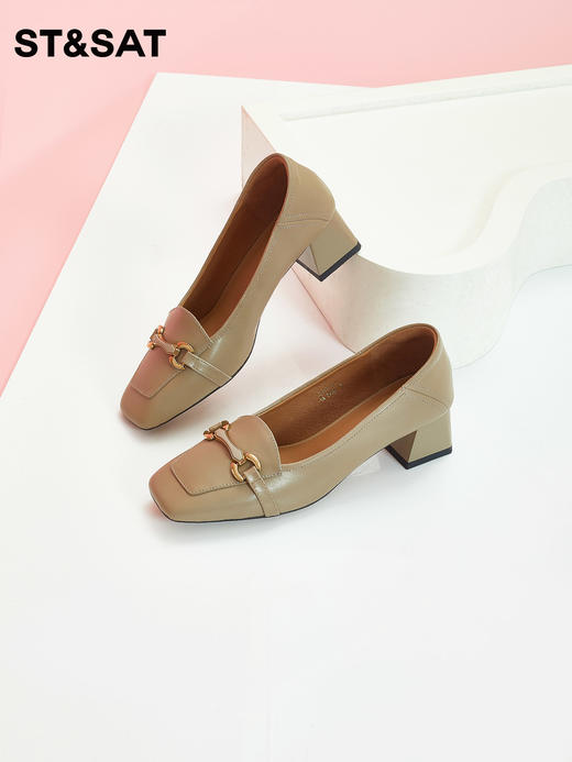 星期六时尚复古金属扣饰粗方跟乐福SS33111187 商品图2