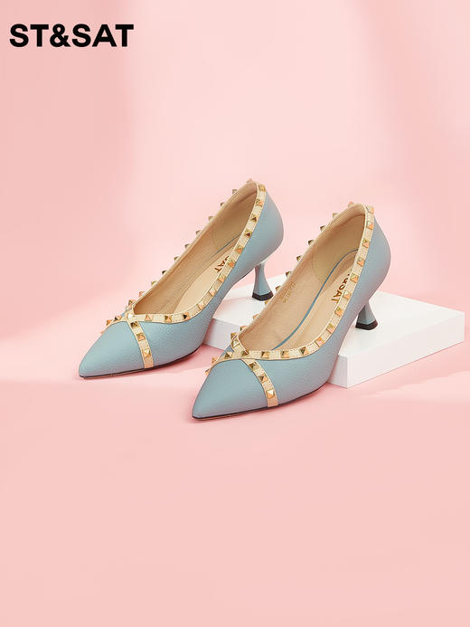 星期六时尚铆钉细高跟单鞋SS33111346 商品图2