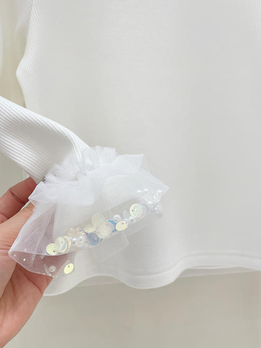 袖口拼纱加绒打底衫 商品图1