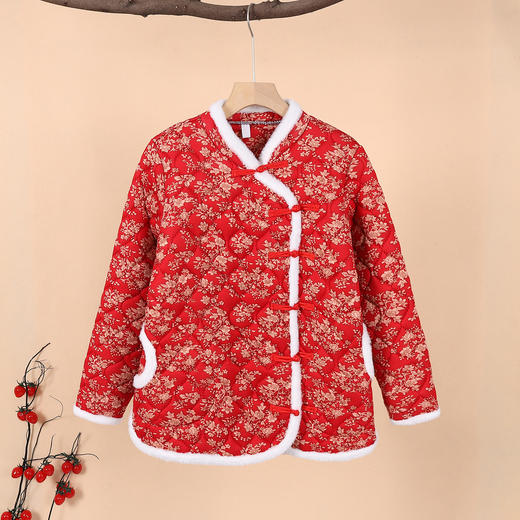 AHM jxxzs6004唐装加厚保暖复古盘扣碎花棉袄棉裤两件套 商品图0