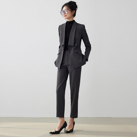 艾尚臣高端职业装2023冬新款修身西装套装气质商务正装经理工作服 商品图3