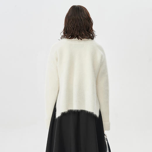 Self Who月光白安哥拉兔毛针织外套女冬季2023新款围巾领宽松休闲毛织开衫 商品图3