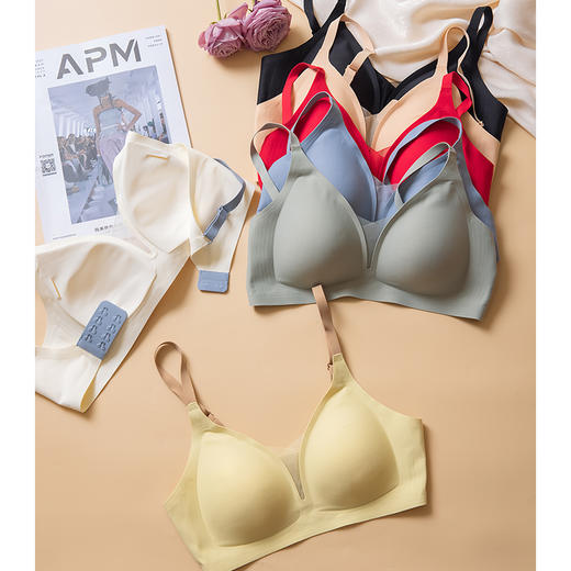 【不支持退换，介意慎拍】果冻条内衣女软支撑光面无痕小胸聚拢提拉文胸无钢圈舒适侧收胸罩 商品图1