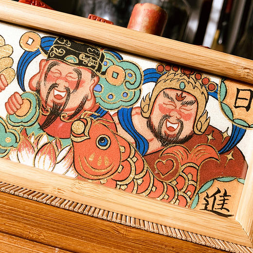 五路财神《日进斗金图》艺术复刻版|竹制多用文盒 商品图6