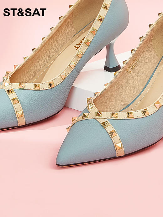 星期六时尚铆钉细高跟单鞋SS33111346 商品图4