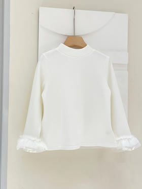 袖口拼纱加绒打底衫