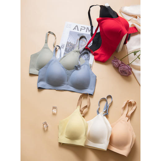【不支持退换，介意慎拍】果冻条内衣女软支撑光面无痕小胸聚拢提拉文胸无钢圈舒适侧收胸罩 商品图0