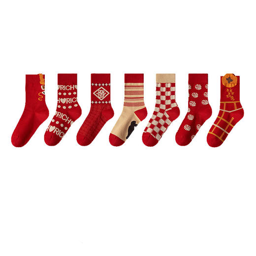 【保暖又百搭❗️大红色袜子】耐磨耐穿 蛇年 男女同款 中筒棉袜 秋冬本命年 潮流新年结婚袜子父亲节礼物新年礼盒年货礼盒 商品图4