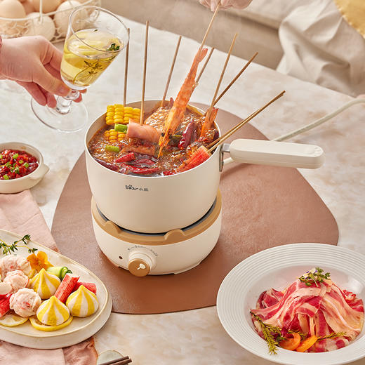 【小程序】小熊分体式电煮锅宿舍学生锅家用多功能奶锅煮面锅小电锅电热锅DRG-C12W6 商品图11