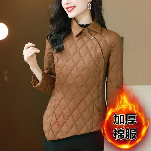 短款羽绒棉服，中式复古衬衫型外套女冬季轻薄内搭打底修身棉衣KQL-B43N1820 商品图3