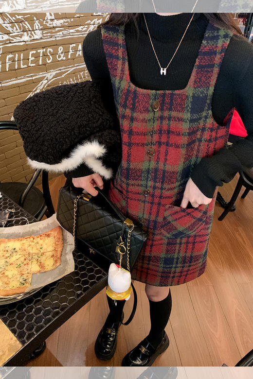 <曾小咸推荐> 【吸睛圣诞红】红色格子裙 商品图4