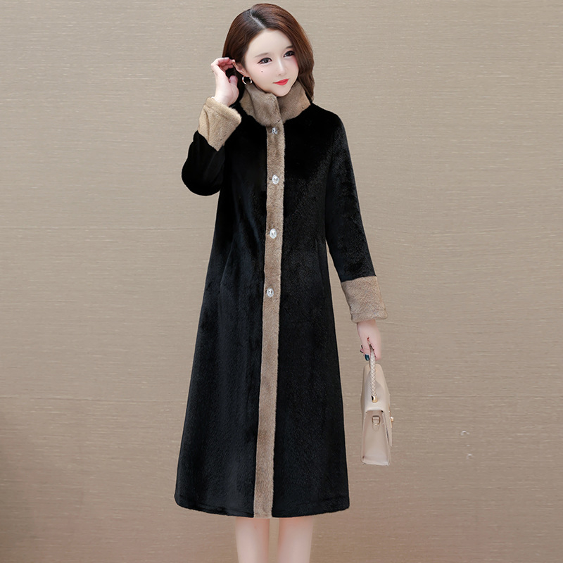 仿貂绒大衣厚款妈妈装，保暖冬季外套时尚气质长款毛绒外套QYM-XY-23NC2099-Y