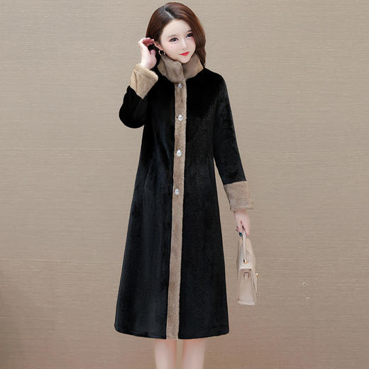 仿貂绒大衣厚款妈妈装，保暖冬季外套时尚气质长款毛绒外套QYM-XY-23NC2099-Y 商品图0