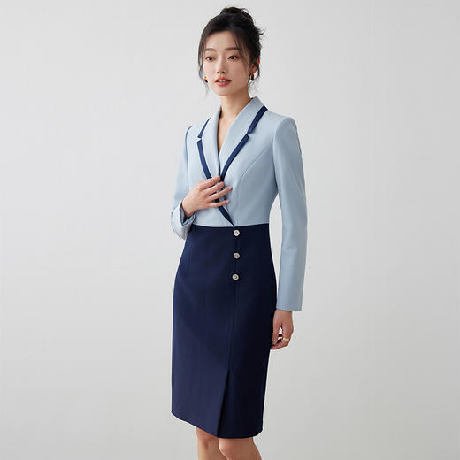 假两件职业连衣裙女秋冬高级感气质修身显瘦公务员面试教师工作服 商品图1