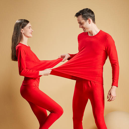 【无痕裸感❗️大红系列】保暖套装 新款男士本命年 大红色保暖内衣 中国红喜庆 秋衣秋裤女套装父亲节礼物新年礼盒年货礼盒 商品图1