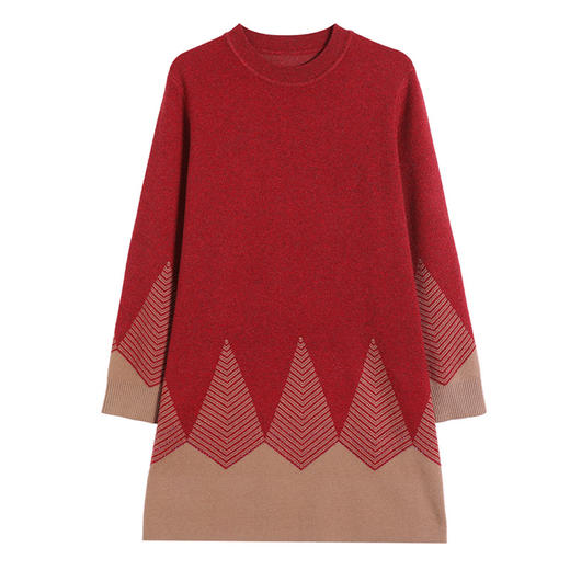 女士拼色毛衣秋冬长款遮屁股上衣内搭，显瘦洋气妈妈冬装打底衫大码CC-26-7312 商品图4