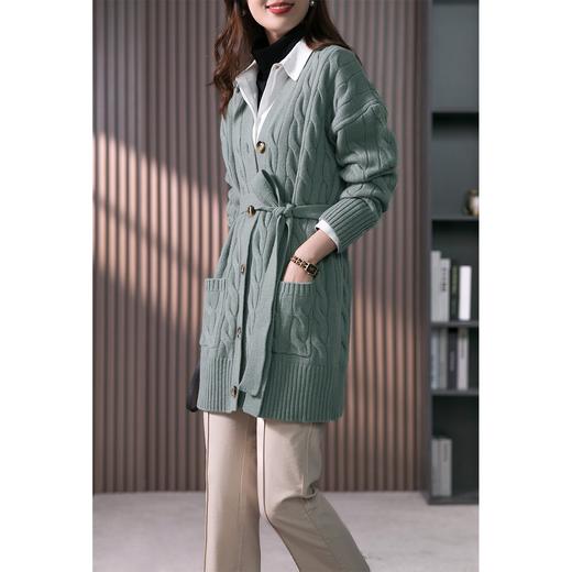 羊绒针织开衫女设计感2023秋季新款宽松羊毛提花外穿毛衣外套 商品图2