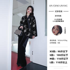 清仓捡漏 LIN CHAO  ZHANG 新中式小暗黑刺绣丝绒外套+丝绒阔腿裤