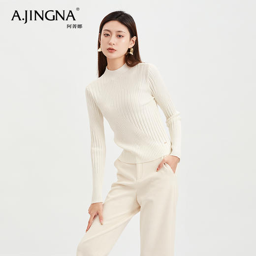 【特价不退换】阿菁娜时尚通勤细腻柔软半高领针织衫F28D301020 商品图6