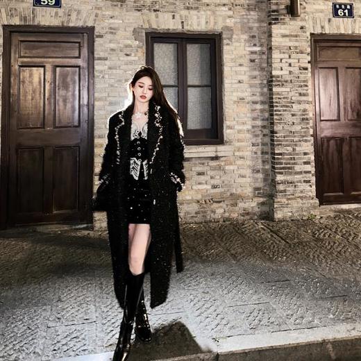 BeQueenStory【香榭丽王妃】高定羊毛重工手缝珍珠保暖毛呢外套冬 商品图4