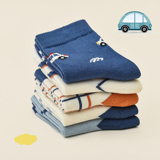 洁丽雅5双装童袜中筒袜子儿童袜新疆棉可爱印花亲肤柔软袜子韩系 商品图4