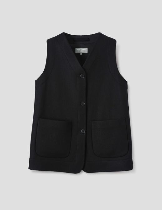 Margaret Howell 黑色双面苏格兰羊毛长马甲 商品图8