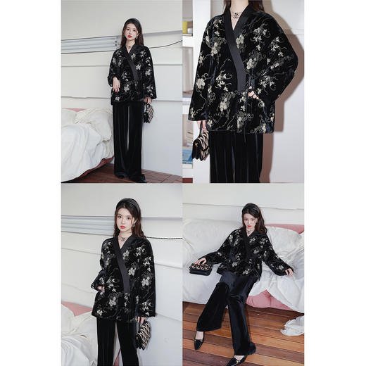 清仓捡漏 LIN CHAO  ZHANG 新中式小暗黑刺绣丝绒外套+丝绒阔腿裤 商品图2