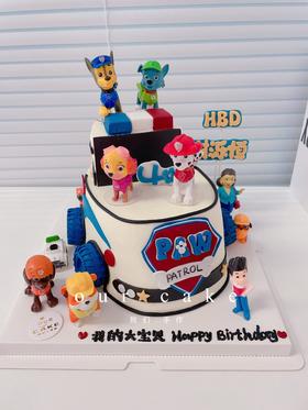 汪汪队小双层卡通儿童蛋糕-低糖处理无添加