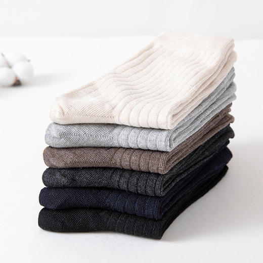 「10双装！数色可选」秋冬袜新品纯色竖条男袜男士中筒袜经典休闲舒适棉质袜子配饰 商品图3