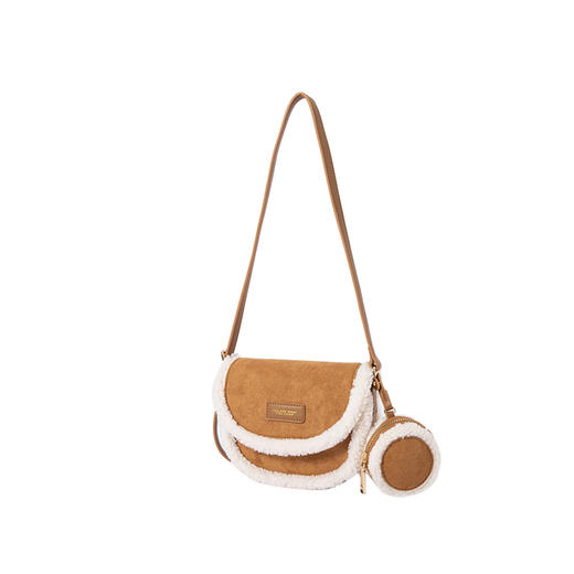 森马包包马鞍包女新款质感单肩包时尚仿麂皮斜挎包潮牌背包 商品图4