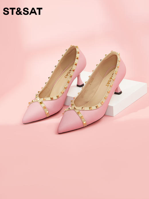 星期六时尚铆钉细高跟单鞋SS33111346 商品图3