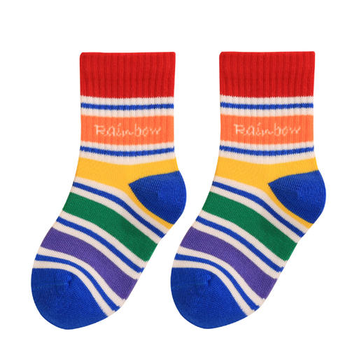 洁丽雅5双装儿童卡通袜子可爱超萌彩虹袜儿童袜子中筒袜子童袜 商品图5