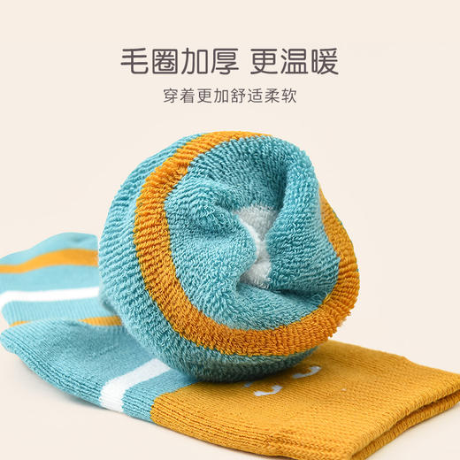 洁丽雅5双装童袜中筒袜子儿童袜新疆棉可爱印花毛圈加厚袜子韩系 商品图3