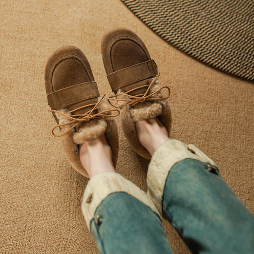 舒适百搭，防滑软到爆全羊羔毛勃肯雪地鞋PS2126 商品图9