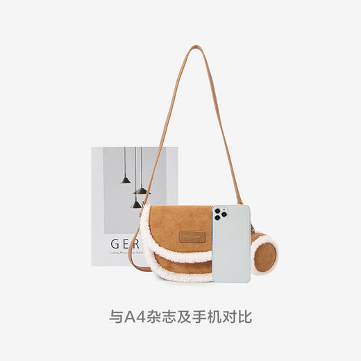 森马包包马鞍包女新款质感单肩包时尚仿麂皮斜挎包潮牌背包 商品图3