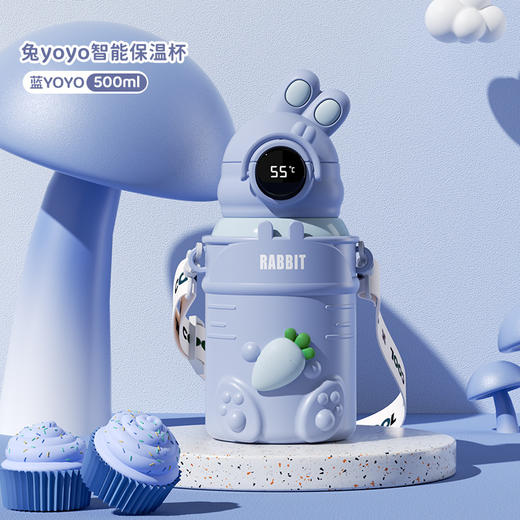 年终大促！【智能显温！冷暖立即知晓】圣诞yoyo兔智能儿童保温杯，可爱女学生吸管杯316弹跳盖防摔水杯，防误触锁扣 萌趣外观  食品级硅胶吸管 商品图12