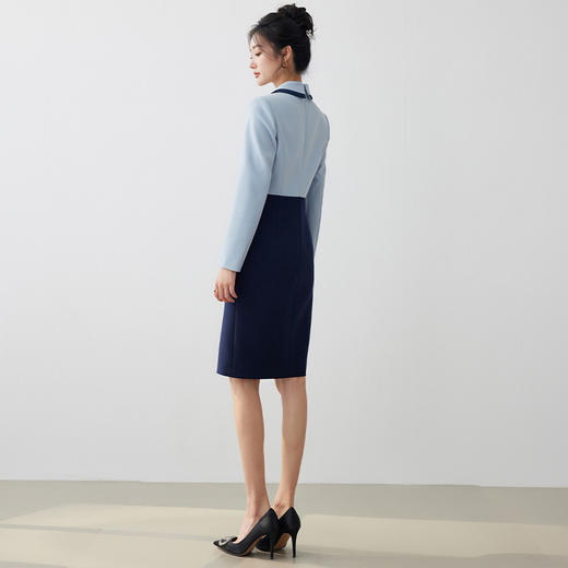 假两件职业连衣裙女秋冬高级感气质修身显瘦公务员面试教师工作服 商品图3
