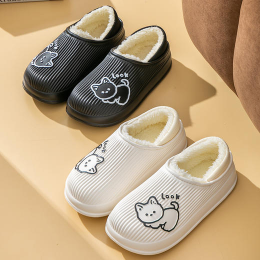 「五色可选！包跟款」可爱防水棉拖鞋女2023冬季新款室内居家款情侣包跟保暖防滑棉鞋男 商品图3