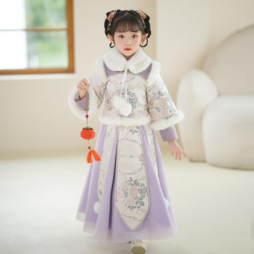 汉服女童冬季新年套装，加厚拜年服唐装XN2707 商品图1