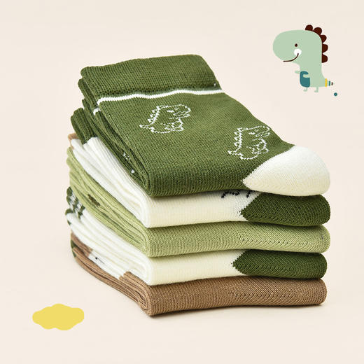 洁丽雅5双装童袜中筒袜子儿童袜新疆棉可爱印花亲肤柔软袜子韩系 商品图4