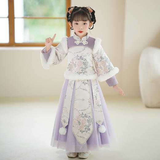 汉服女童冬季新年套装，加厚拜年服唐装XN2707 商品图2