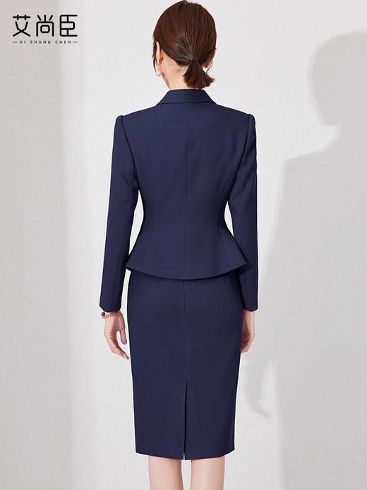 艾尚臣藏青色西装套裙女工装美容院酒店前台接待职业装OL工作服 商品图4