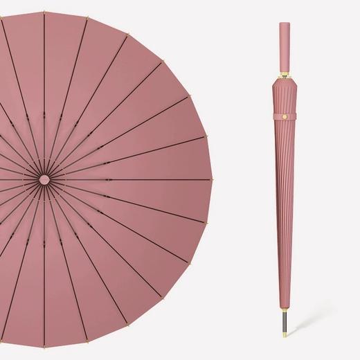 新款直杆皮柄雨伞 纤维骨架抗风暴雨伞 加大不湿身 送背带式伞套 商品图8